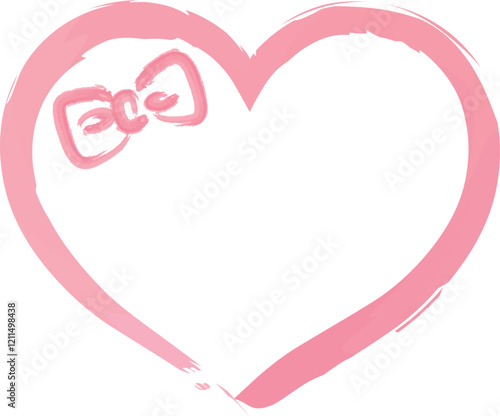 水彩で描いたリボンの付いたハートのアイコン
