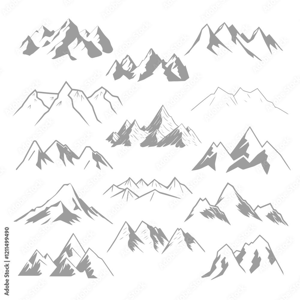Fototapeta premium Set of mountains, vector illustration