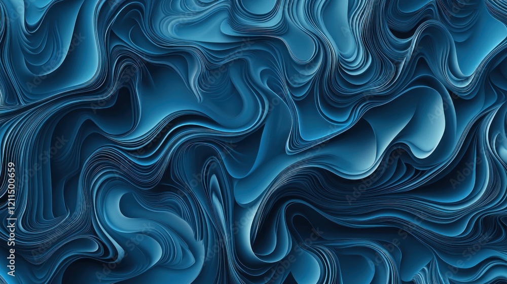 Fototapeta premium Abstract swirling blue liquid digital art background