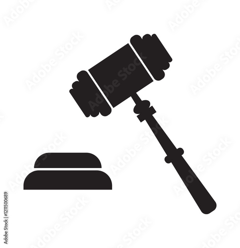 Gavel set icons. Judge gavels collection flat icon. Auction hammer icon. Gavel icon in different style. Court tribunal symbol - stock vector.