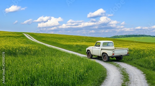 Wallpaper Mural Off-road Journey Through a Vibrant Wildflower Meadow on a Sunny Day Torontodigital.ca