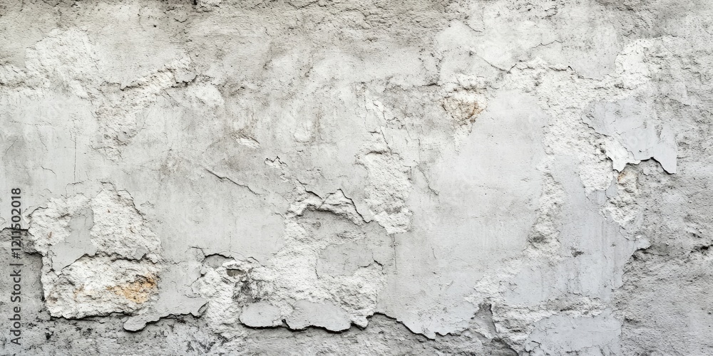 Obraz premium Weathered cement wall texture in gray tones with uneven surface and cracks centered in the image providing ample copy space for industrial concepts