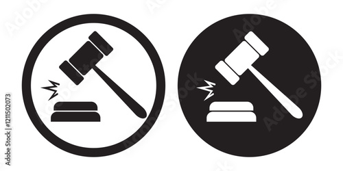 Gavel set icons. Judge gavels collection flat icon. Auction hammer icon. Gavel icon in different style. Court tribunal symbol - stock vector.