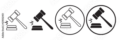 Gavel icon set. judge gavel icon vector. Gavel sign. Judge gavels collection flat icon.