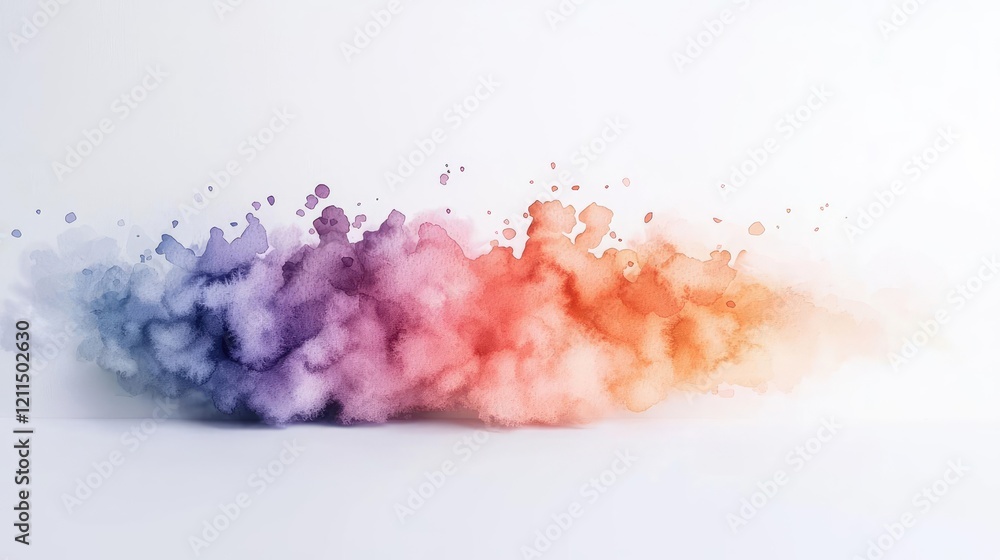 Fototapeta premium Vibrant watercolor concept. Vibrant smoke cloud with colorful hues, creating a stunning abstract visual effect.