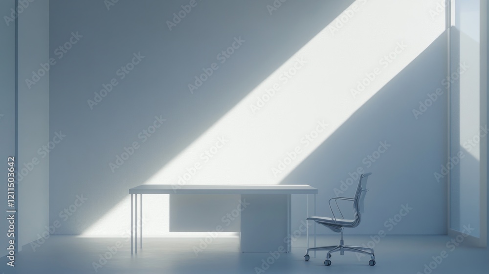 Obraz premium Minimalist Office Space: Sunlit Modern Workspace