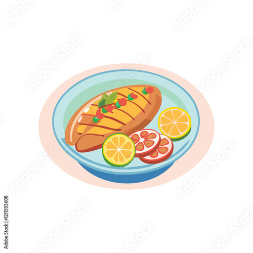  Illustration of Salmon with Citrus Salsa