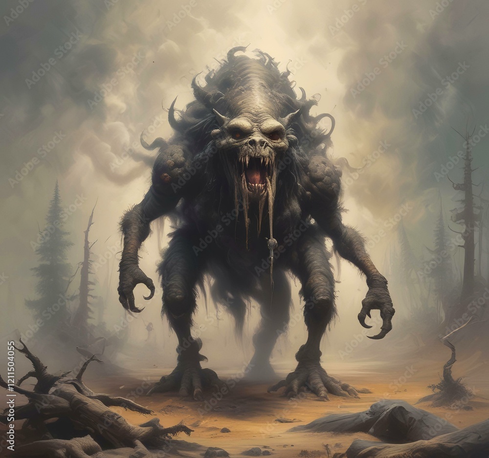 Fototapeta premium Illustration of dusty spooky monster