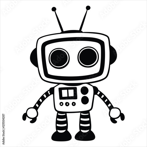 Cute Robot Vector Clipart for Robotics Art and Design
