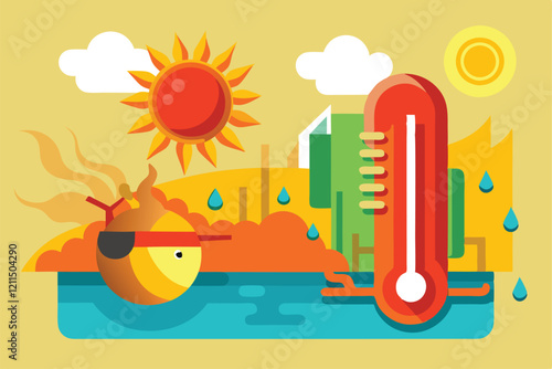 A person is at risk of heatstroke due to intense heat and excessive sunlight while in an urban setting Heatstroke in hot weather,