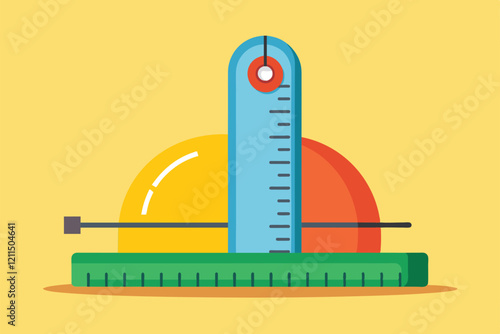 A customizable height meter showcases measurement tools on a colorful flat background Height meter Customizable Semi Flat Illustration