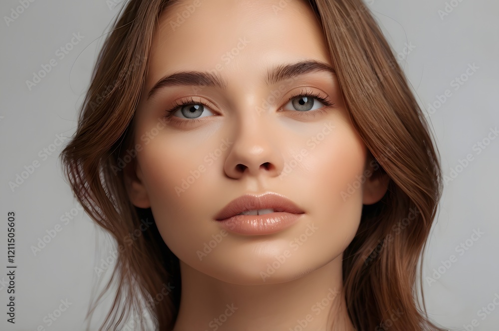 Naklejka premium Beautiful woman female skin care healthy hair and skin close up face beauty portrait.