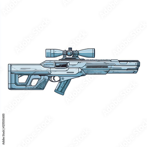 side view of a minimalist sniper gun simple vector