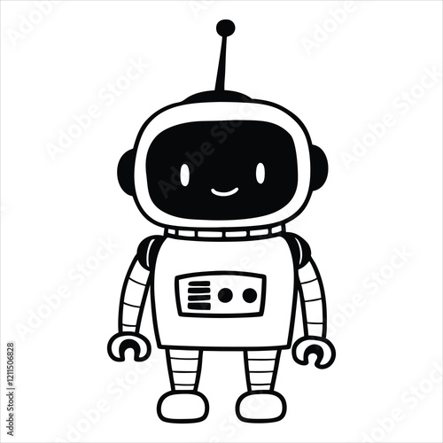 Cute Robot Clipart Vector for Robotics Design Projects
