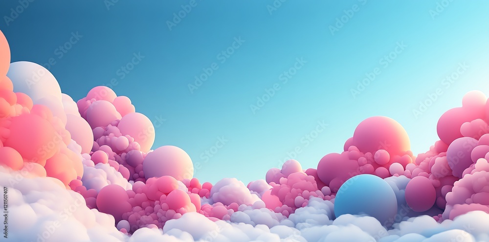 Pastel Balloon Cloudscape: A Dreamy, Surrealist Artwork