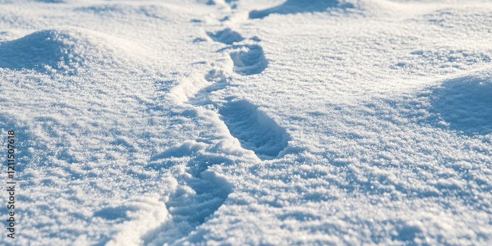 Snow-covered ground with deep footprints leading through soft powdery white snow under bright natural light showcasing a winter landscape atmosphere. Snow-covered ground with deep footprints leading through soft powdery white snow under bright natural light showcasing a winter landscape atmosphere.