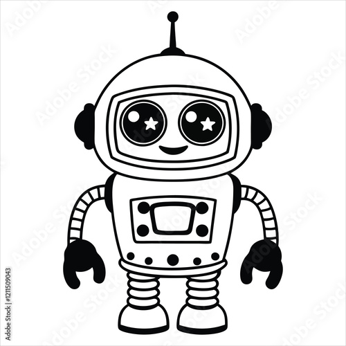 Cute Robot Vector illustration, Robotics Clipart Design