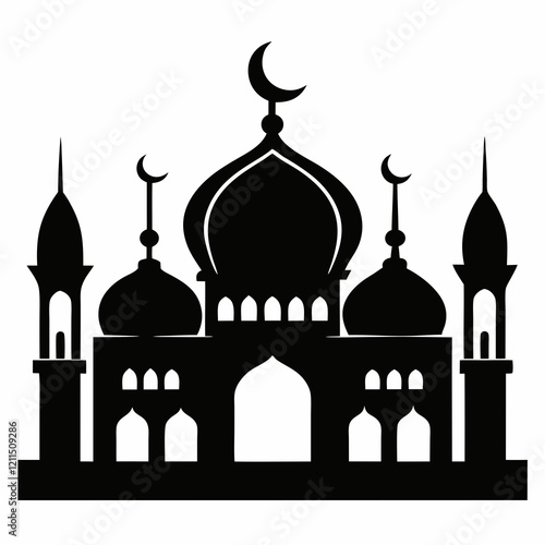 Majestic Mosque Silhouette on White