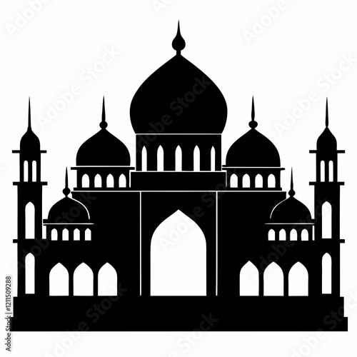 Majestic Mosque Silhouette on White
