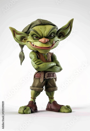 Unique green goblin character displayed in a playful stance against a neutral background