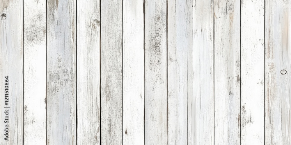 Naklejka premium Weathered white wood texture featuring vertical planks with a rustic aged appearance and subtle gray tones, ideal for backgrounds or designs.