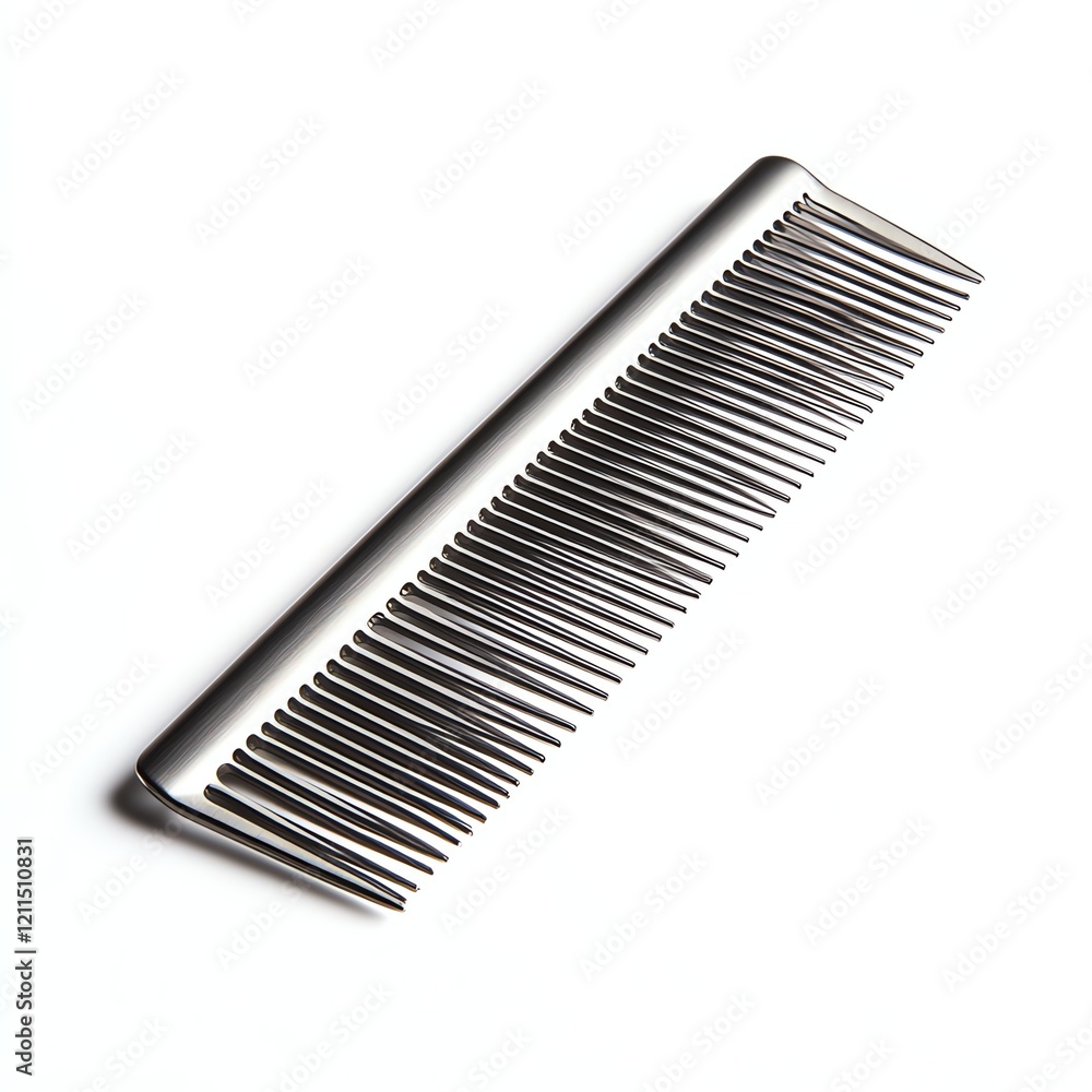 Silver metal comb on a white isolate background. Silver metal comb on a white isolate background.