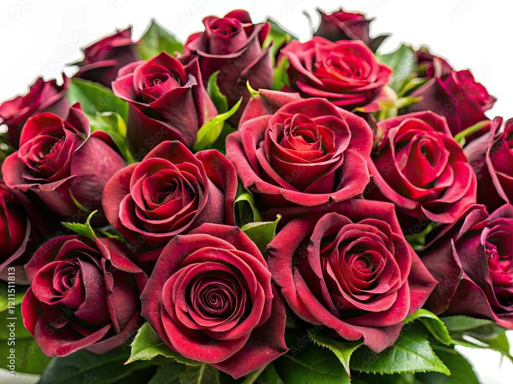 Deep crimson rosebuds, a luxurious bouquet, isolated on white. Deep crimson rosebuds, a luxurious bouquet, isolated on white.