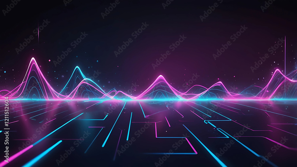 Futuristic Neon Lines and Bokeh Lights - AI Generative Abstract Background Futuristic Neon Lines and Bokeh Lights - AI Generative Abstract Background
