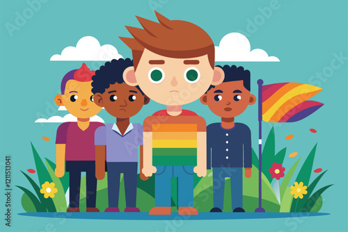Children express concern about bullying, highlighting the impact of homophobia in their environment Homophobic bullying Customizable Semi Flat Illustration