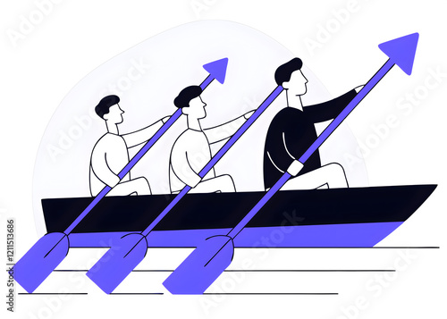 leadership to lead team to the right direction employee teamwork to help success manager to motivate team or company to move forward concept businessman manager lead people teamwork sailing arrow. photo