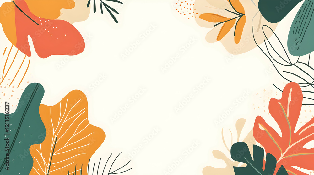 Fototapeta premium Autumn leaves frame, white background, nature design, website banner