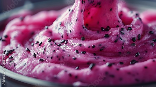 Wallpaper Mural Vibrant pink dragon fruit paste flowing from grinder against a deep blue backdrop Torontodigital.ca