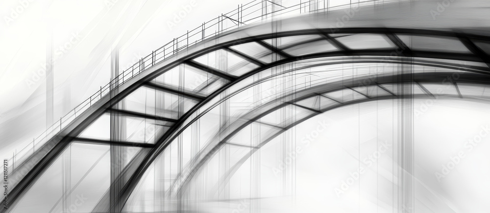 Fototapeta premium Abstract Modern Architectural Bridge Design with Dynamic Curves