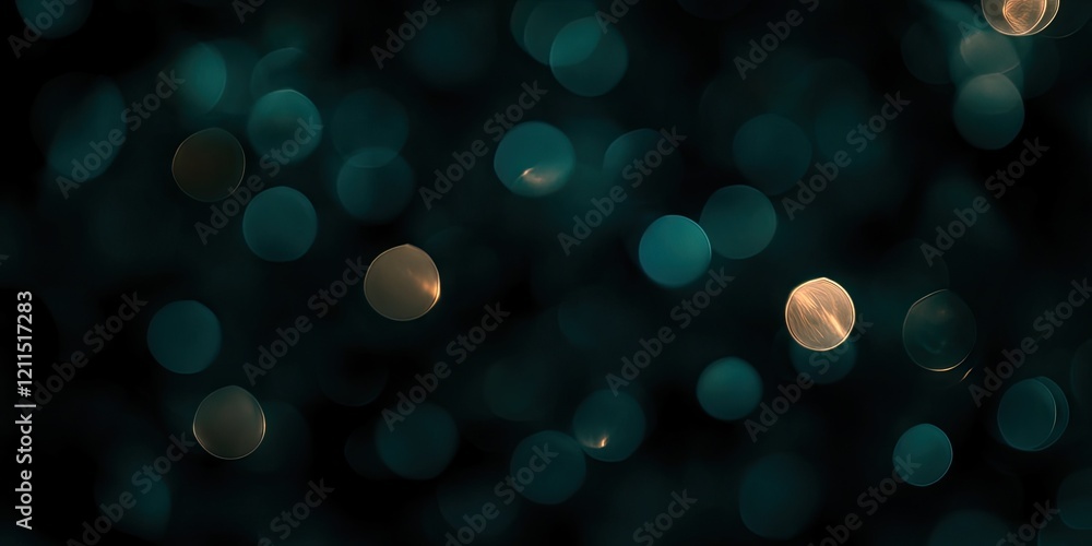 Dark abstract background featuring blurred bokeh with teal and gold circular lights positioned throughout, creating a dreamy texture and depth. Dark abstract background featuring blurred bokeh with teal and gold circular lights positioned throughout, creating a dreamy texture and depth.