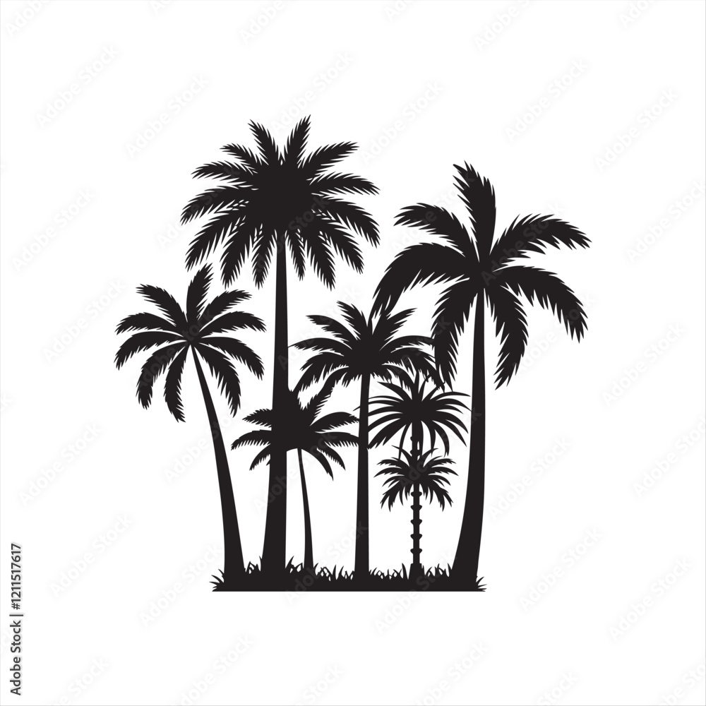 Fototapeta premium Tropical Silhouette Palm Trees isolated Vector Design on White Background