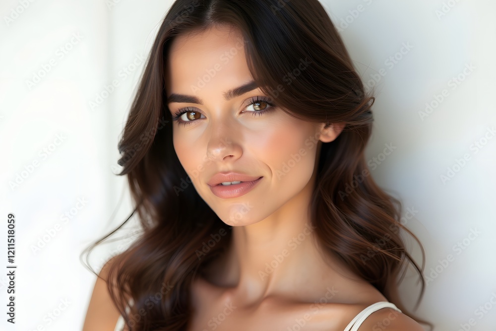 Beautiful brunette girl in move with a perfectly smooth hair, and classic make-up. Beautiful brunette girl in move with a perfectly smooth hair, and classic make-up.