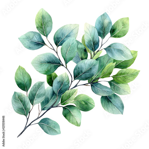 Watercolor Leaves Isolated on Transparent Background for Design Use
