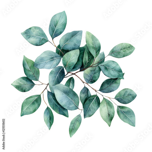 Green Leaves with Natural Texture Isolated on Transparent Background