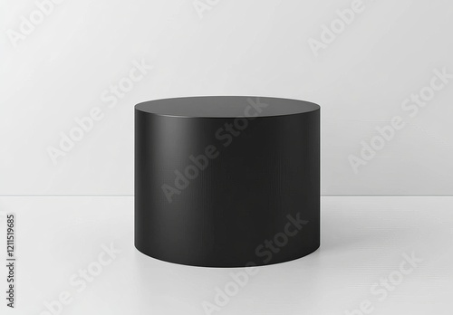 Black cylindrical pedestal on white background. (3)