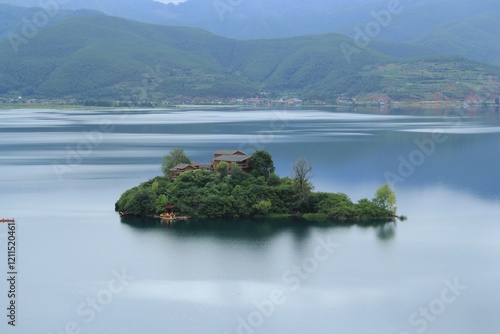 green island in the lake，Lugu Lake，China