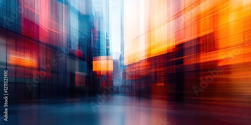 Vibrant abstract blurred background with warm orange and cool blue tones depicting a modern urban environment ideal for office building articles.