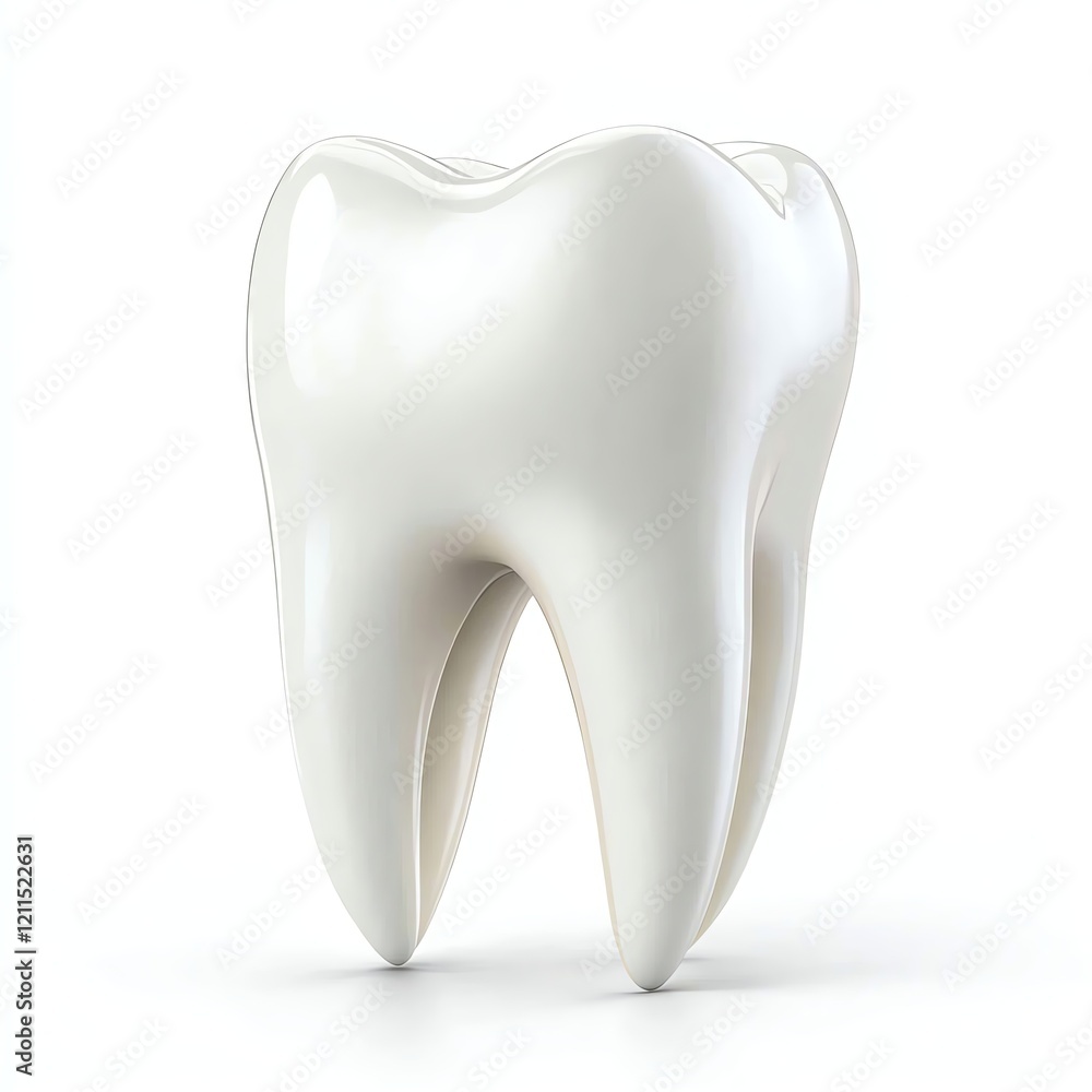 Shiny white tooth with glossy finish Shiny white tooth with glossy finish