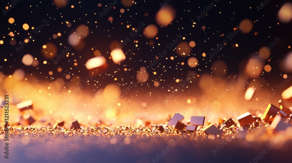 Fototapeta premium Exploding or Shattering Particle Glass shattering into tiny particles against a dark background, representing destruction, change, or a dramatic moment.