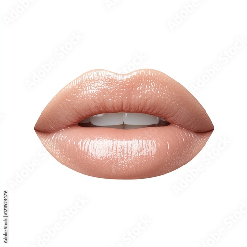 Glossy lips with a natural shine. photo