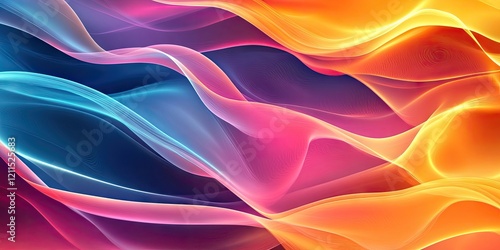 Wallpaper Mural Vibrant abstract background with flowing cool blue and warm orange waves layered on a deep purple backdrop creating a dynamic visual effect. Torontodigital.ca
