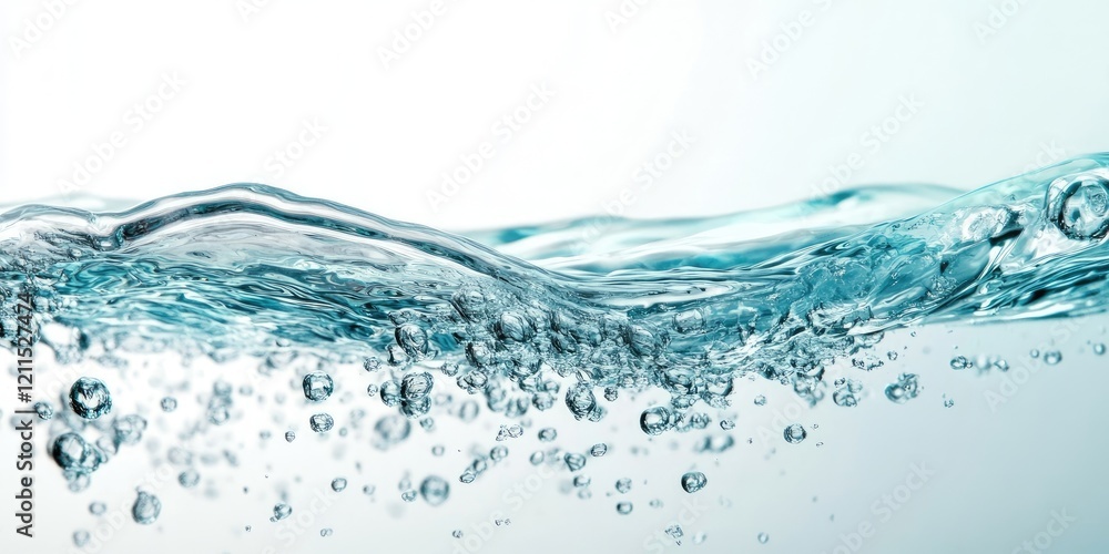 Crystal clear turquoise water with bubbles rising against a soft light backdrop, gentle waves undulating from left to right, serene ambiance. Crystal clear turquoise water with bubbles rising against a soft light backdrop, gentle waves undulating from left to right, serene ambiance.