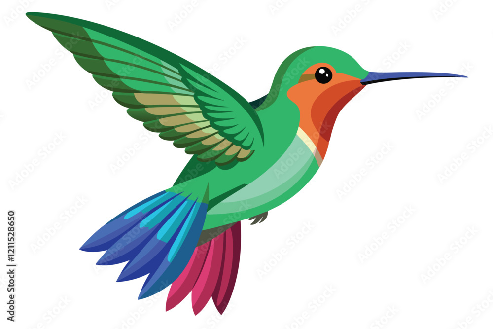 Fototapeta premium A vibrant hummingbird hovers gracefully in a garden filled with colorful blooms Hummingbird isolated,