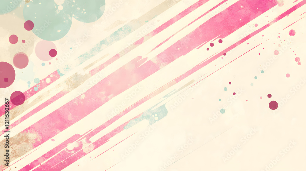 A rectangular flag with minimalist dots and lines in pastel tones of pink, mint, and beige, presented on a transparent background A rectangular flag with minimalist dots and lines in pastel tones of pink, mint, and beige, presented on a transparent background