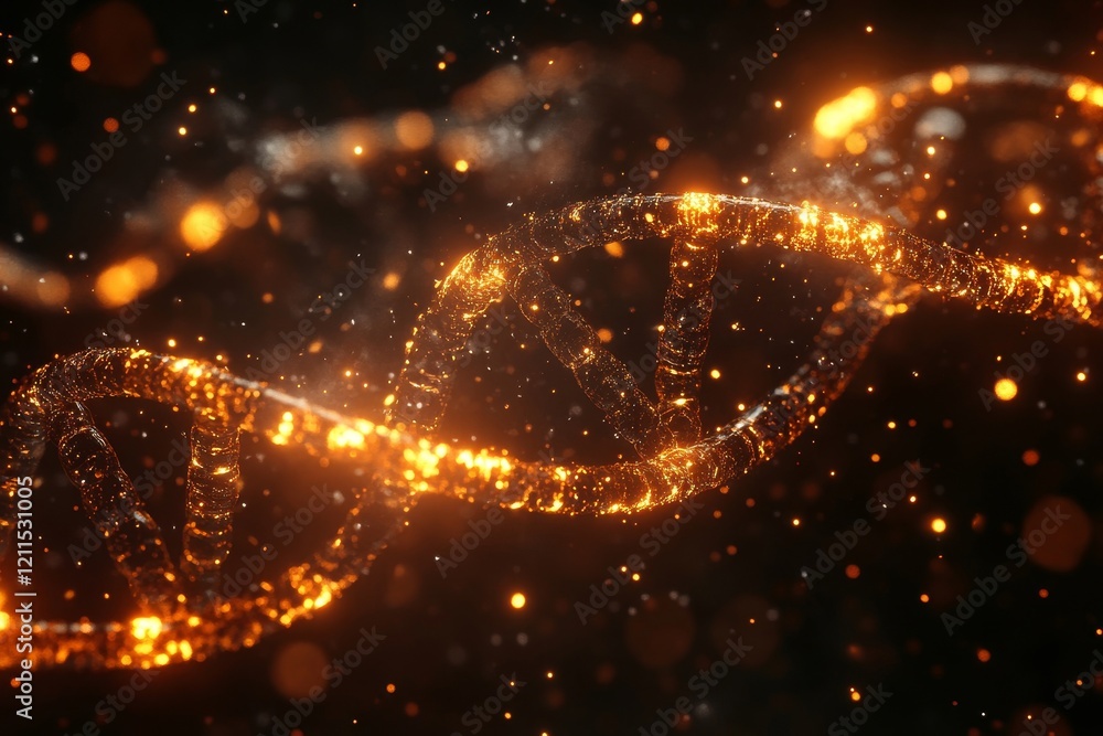 Fototapeta premium DNA Strands Digital Background with Glowing Effect, Generative AI