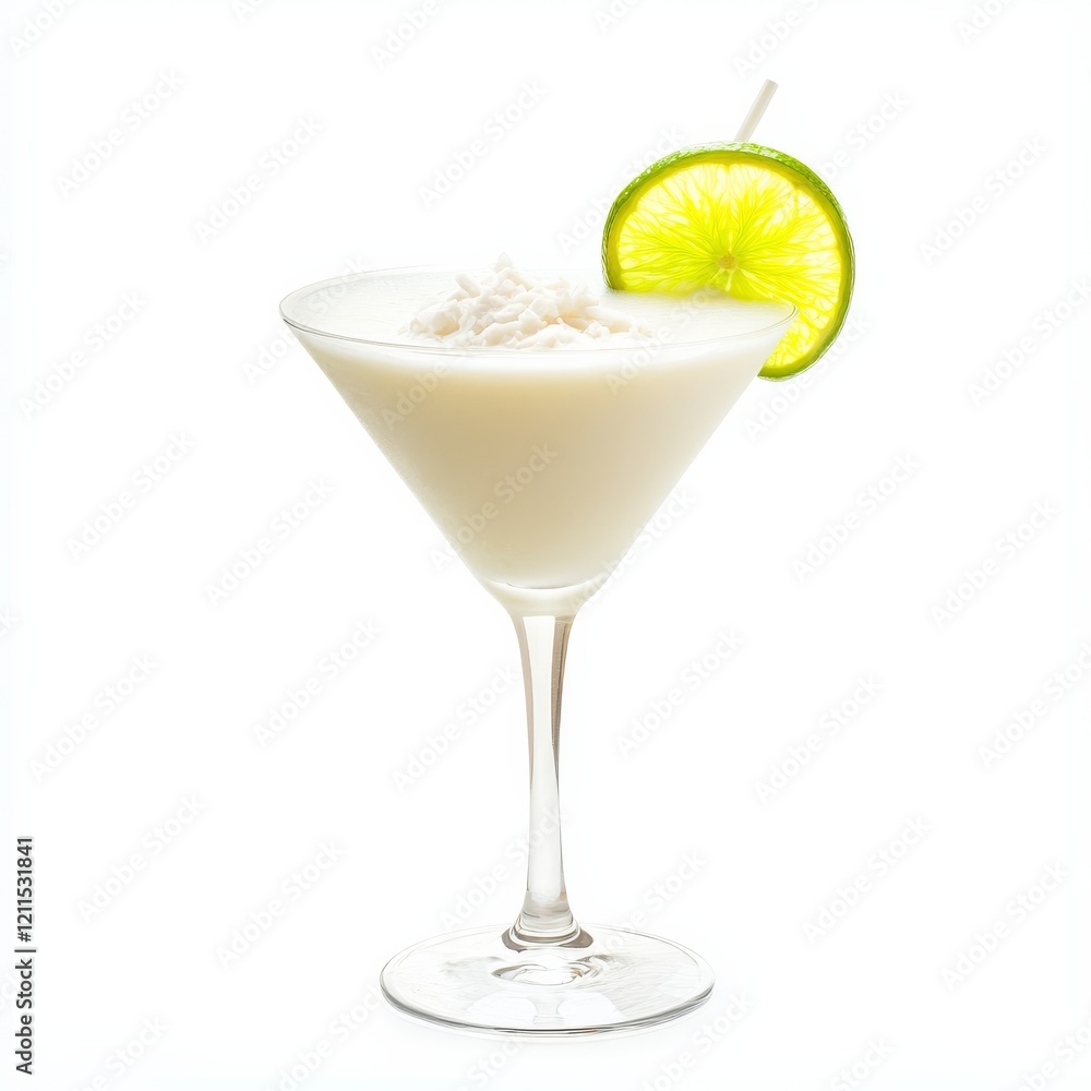 A tropical Coconut Daiquiri cocktail with rum, coconut cream, and lime juice A tropical Coconut Daiquiri cocktail with rum, coconut cream, and lime juice